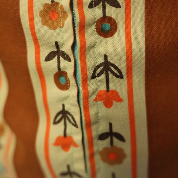 Vintage 1960s Mod Dress – Rust Orange Floral Stripe - Small - Picture 8 of 10